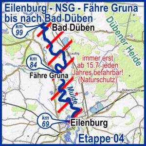 4. Etappe von Eilenburg bis Bad Düben - Mehrtages-Kanutour auf der Mulde