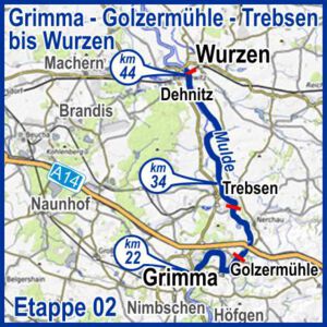 2. Paddel-Etappe von Grimma nach Trebsen oder Wurzen - Mehrtages-Kanutour auf der Mulde